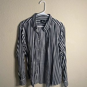 Navy White Stripe H&M button up shirt